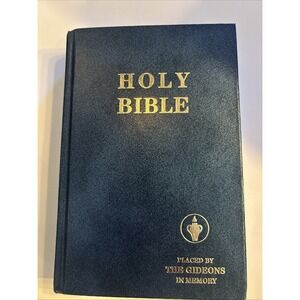 Holy Bible Placed by the Gideons In Memory Edition Blue Hardcover, 1978